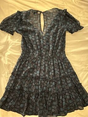 Trixxi Black Mini Dress with Blue Floral Print